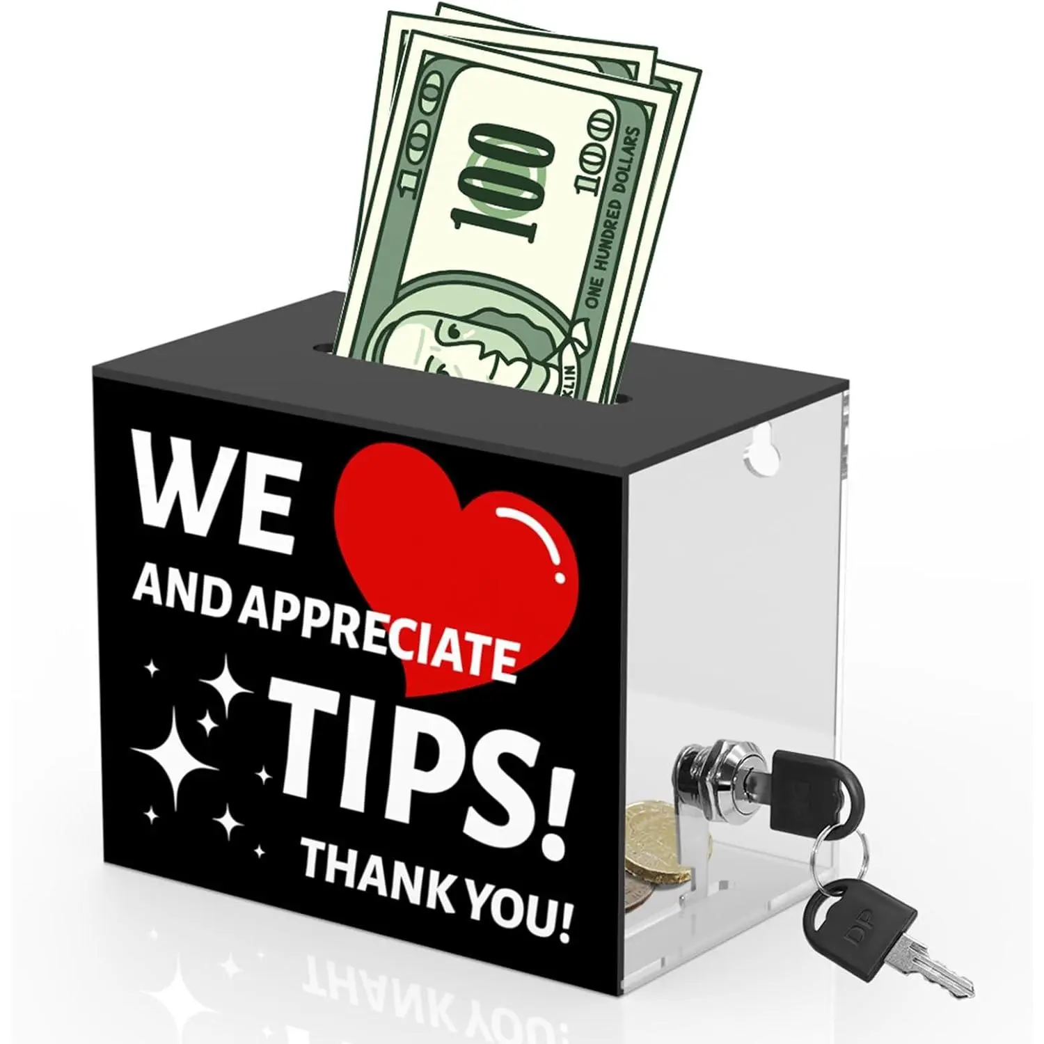 Tip Jar for Bartender Tip Box Tip Jars Suggestion Box with Slot and Lock  Jar Donation Box with Lock 6 X 4 X 5 Inch Raffle Box for Bar Restaurant Musician  Driver