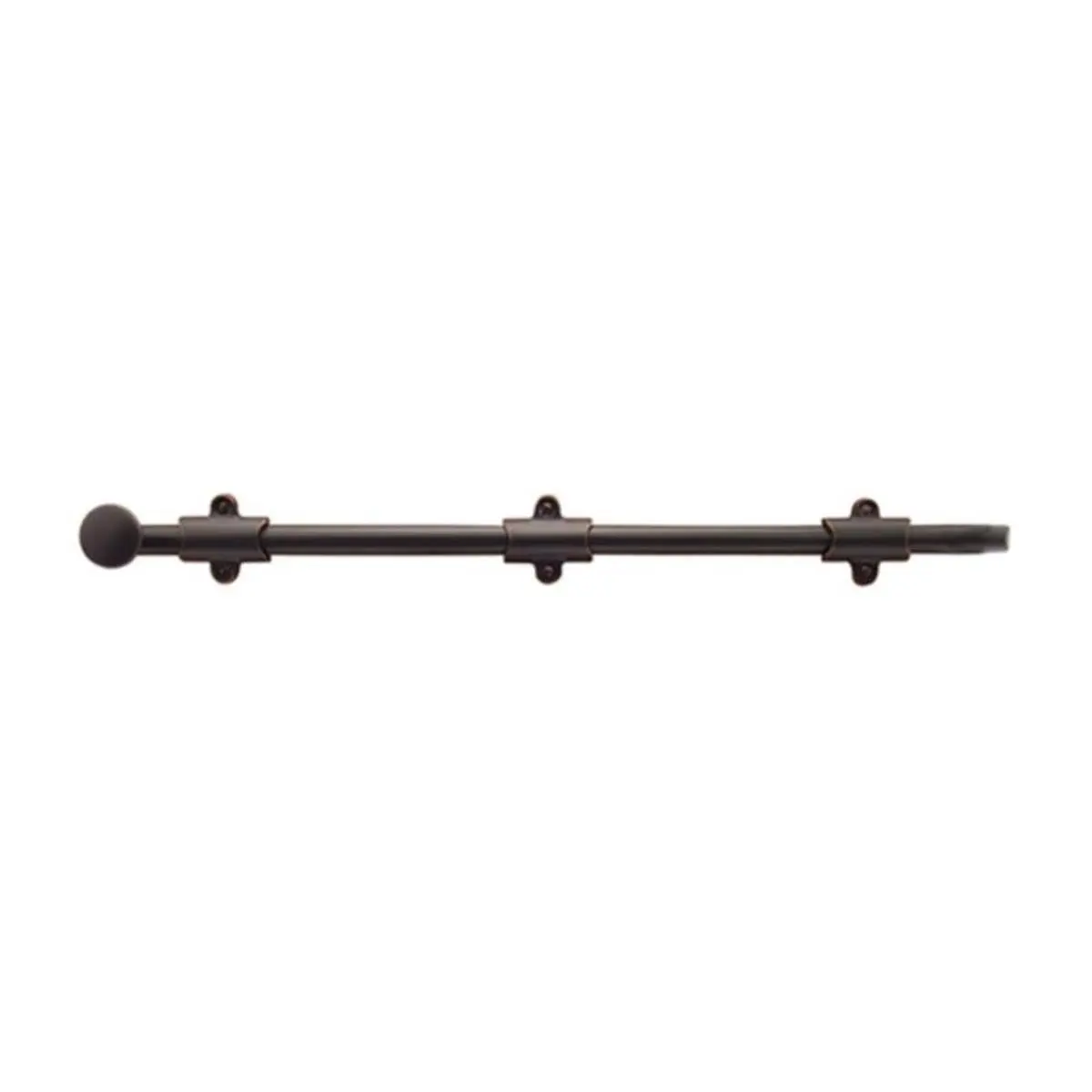 Solid Forged Brass 18-in Surface Bolt for Door Locks, 3-Strike Set (Mortise, Angle Lip Strikes), 2 lbs Weight, 2-1/8-in Lip Projection, Flat Black Finish, Includes Screws, Bolts