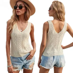 Seya Women's V-Neck Knitted Tank Tops - Soft, Comfy, Breathable Sleeveless Sweater Vests Sling Elegant Commuter Perfect Casual Tank Top Style Fitted tank tops Fashion Women's Knit Clothing for Daily Wear