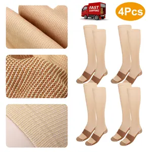 4Pcs Copper Compression Socks 20-30mmHg Graduated Support for Men and Women L/XL Size Sports Socks