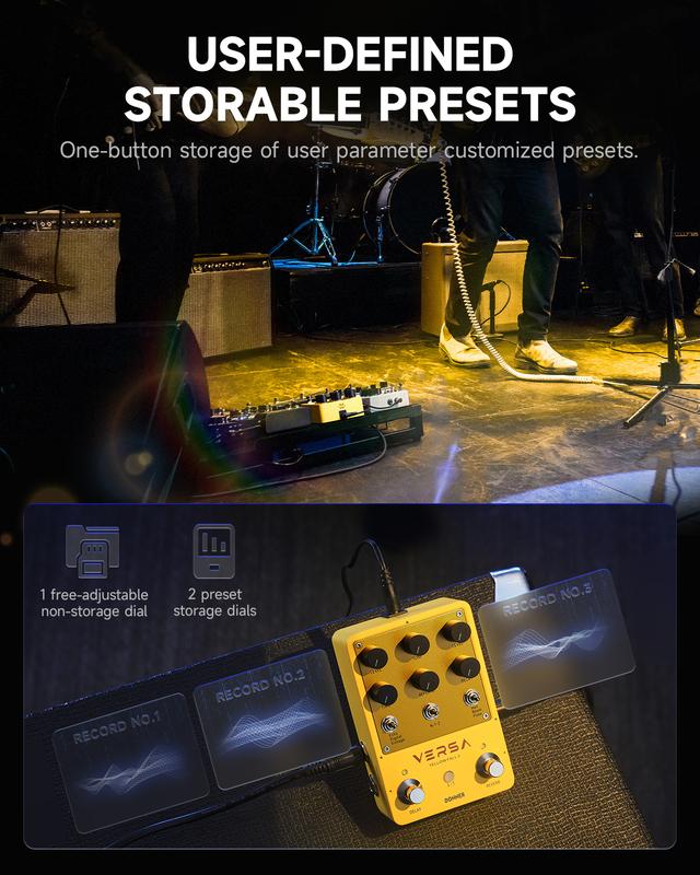 Donner Versa - Yellow Fall II 3x3 Reverb-Delay Combo Guitar Pedal with Tap Tempo