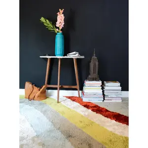 Mid Century Modern Blue Gray Stripe Retro Shag Rug - Novogratz Retro