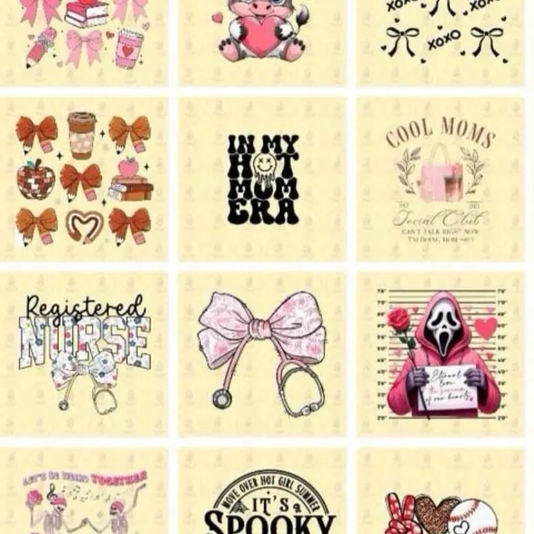 20 Mix Direct Transfer 11 Inches DTF Cute Transfers for Shirts Sweaters and More Featuring Various Designs