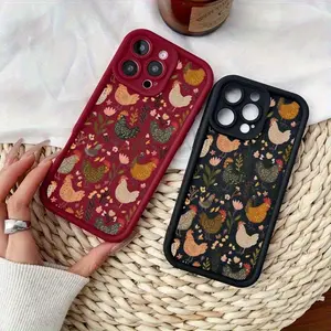 Phone Cases - TPU Shockproof Phone Case with Chicken And Flower Patterns, Compatible with Iphone 17 Air Pro Max, Iphone 16, 15, 14, 13, 12, 11 Pro Max, XS, XR, X, 7, 8 Plus, SE Series. Ideal As a Birthday Gift for Girlfriends, Boyfriends, Friends