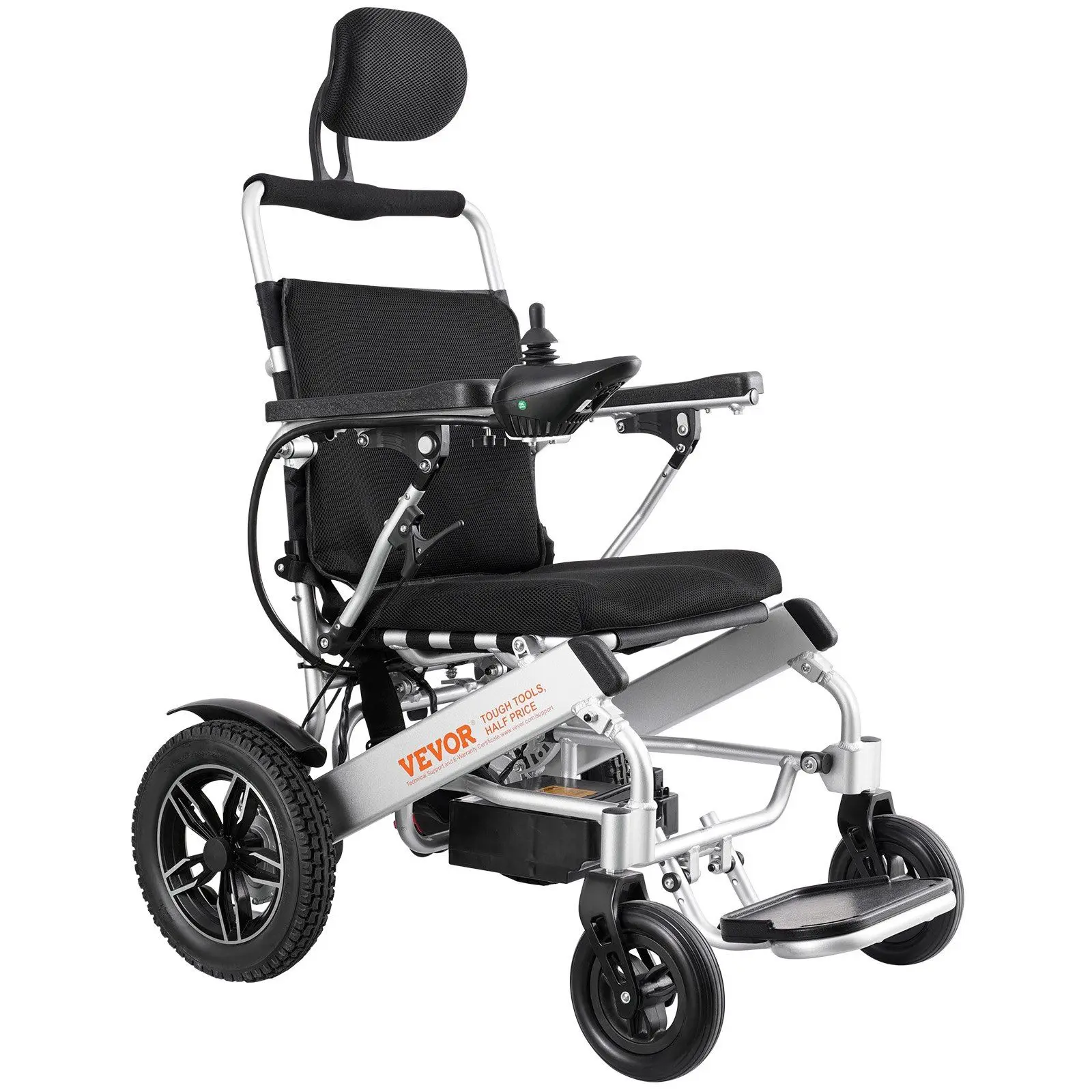 VEVOR Electric Wheelchair for Adults, 300 lbs Weight Capacity, 20 in Width Lightweight Foldable Motorized Chair, Aluminum Alloy, Adjustable Armrest, Travel Size, Easy Install, Explosion-Proof Shock-Absorbing Tires, Navigate 6°-10° Slopes, Daily Commutes