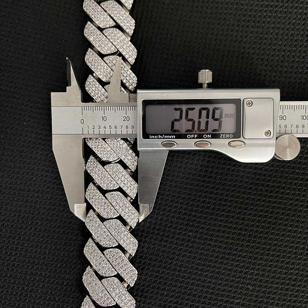 Custom 25MM S925 Sterling Silver Hip Hop Moissanite Cuban Link Chain Thick Miami VVS Cuban Necklace For Men Custom 25MM S925 Sterling Silver Hip Hop Moissanite Cuban Link Chain Thick Miami VVS Cuban Necklace For Men