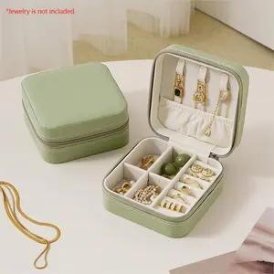 Round and Square Elegant Jewelry Storage Box, 1 Piece Multi-grid Jewelry Boxes with Handle, Travel Jewelry Case for Girls Women Earring Necklace Bracelet Ring, Elegant Jewelry Organizer, Gift Jewelry Box