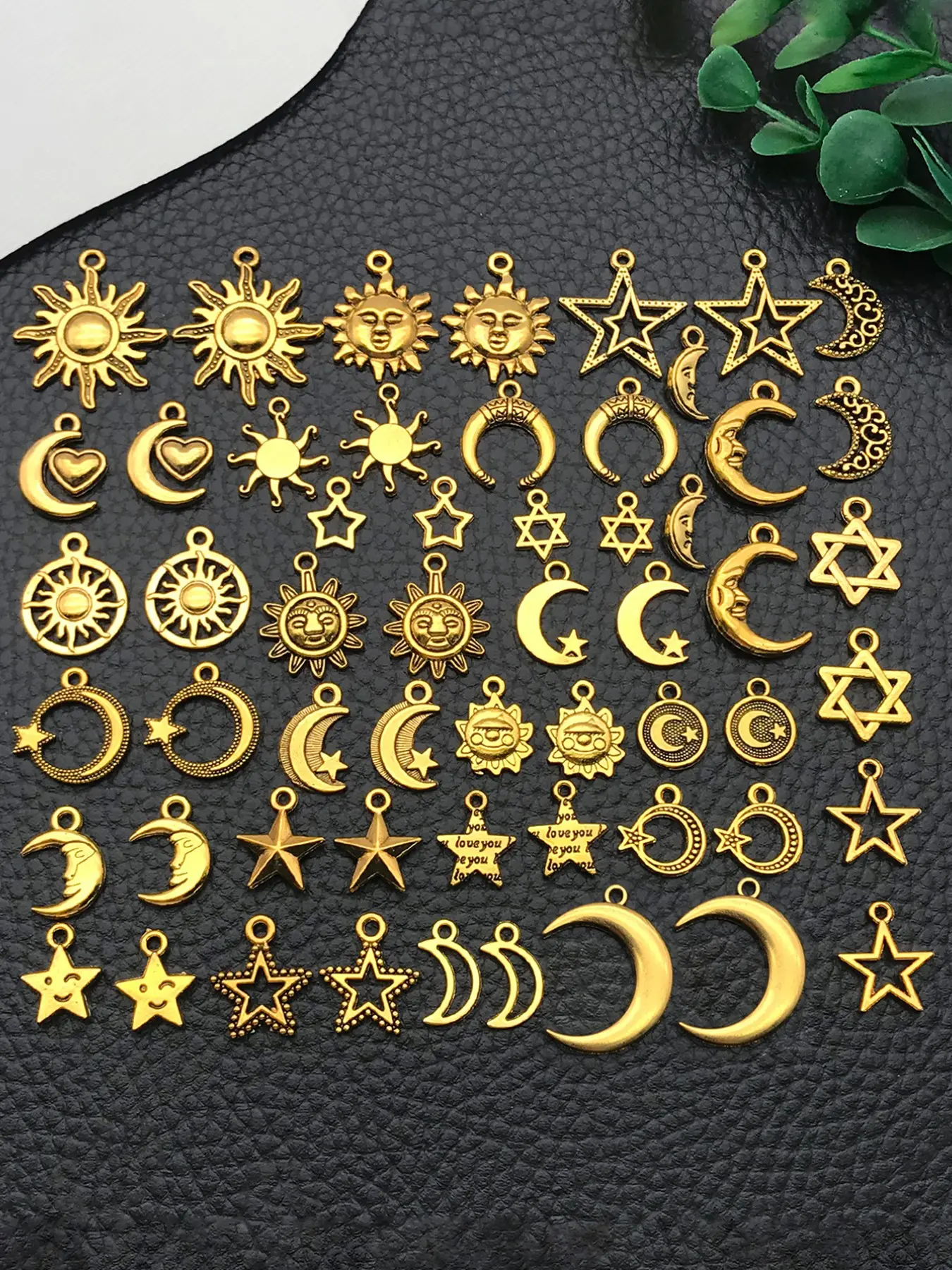 56pcs Mix Celestial Pendant Charms, Sun Moon Star Charms, Antique, DIY Jewelry Making, DIY Pendants, Necklace Earrings Bracelet Accessories, Heart Pendant, DIY with Charms