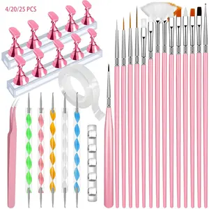 Professional-Grade DIY Nail Art Brush Set | Includes Painting Brushes, Dotting Pens, Magnetic Nail Stand, Double-Sided Tape, Tweezers & Brush Stand | Essential Manicure Nail Art Painting Kit | Recommended by Nail Artists | Nail Art Tools