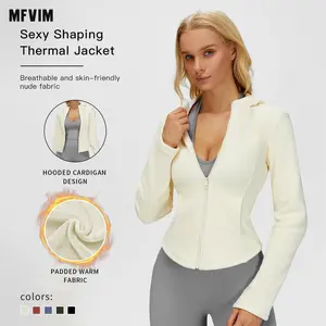 MFVIM Women's Solid High Neck Zip-Up Quick-Dry Long-Sleeve Sports Crop Jacket, Athleisure Style Gymclothes Yoga Jacket Top for Yoga, Gym, All-Season Athletic Outerwear