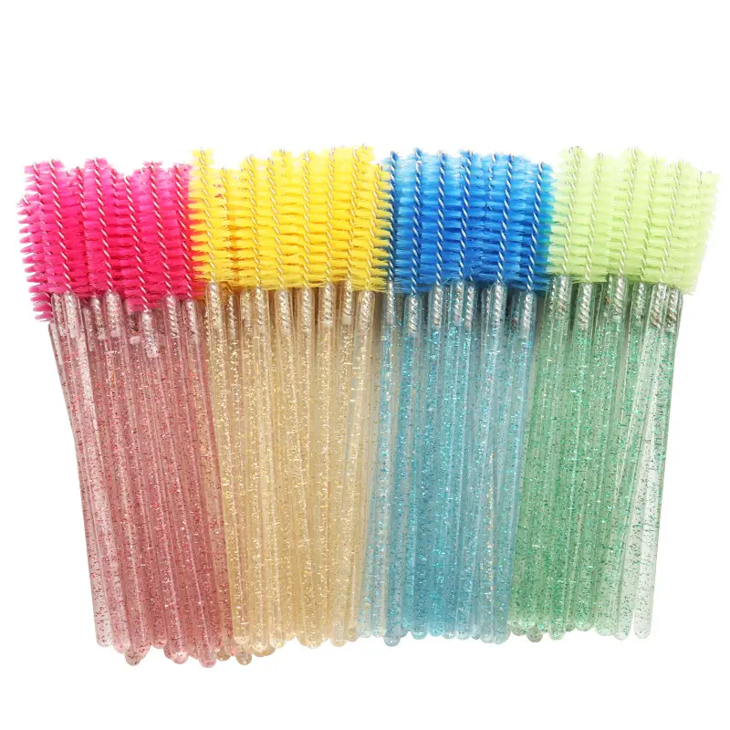 300 pcs/ set  crystal-handled eyelash brushes, portable eyebrow brushes 50pcs*6