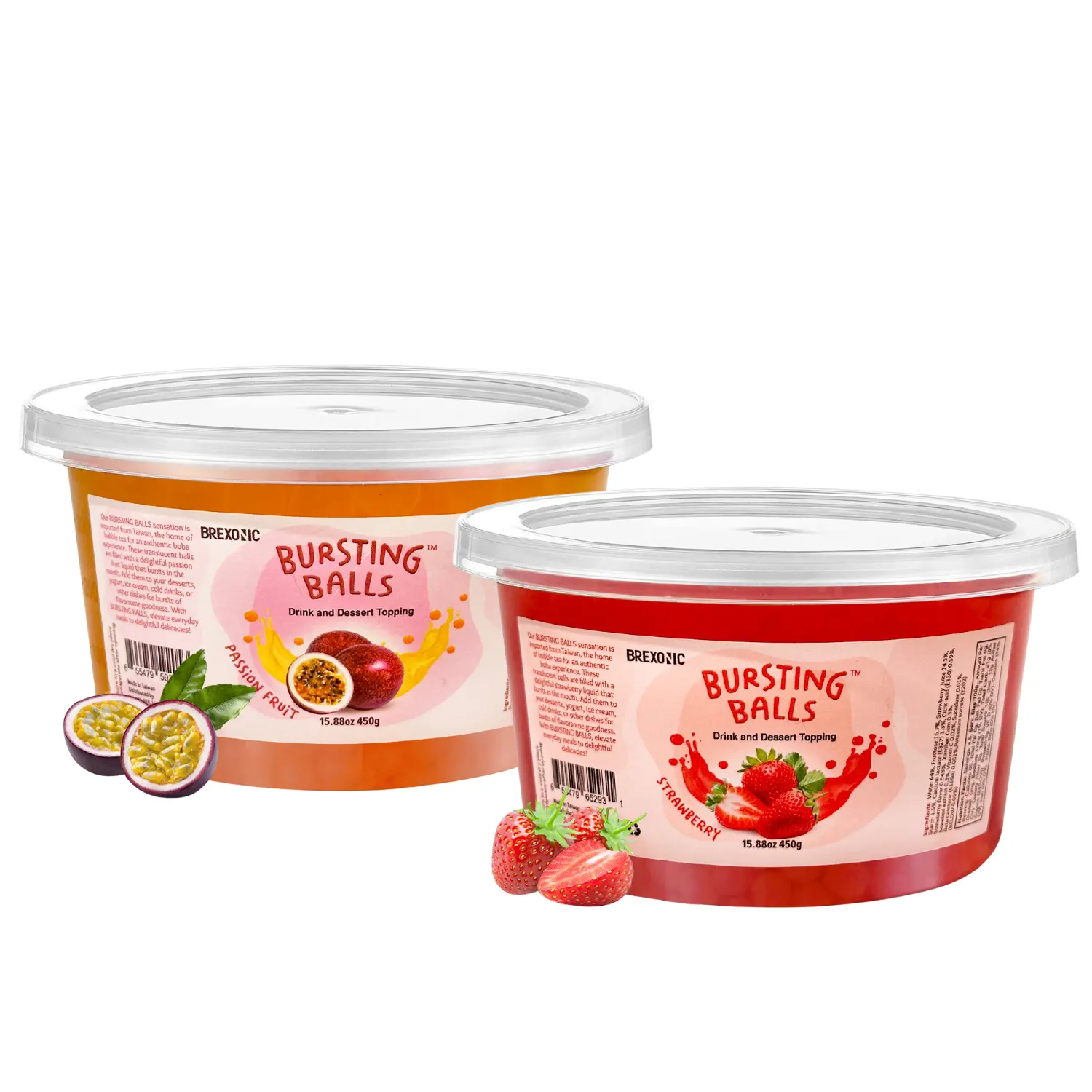 Mix Strawberry and Passion Fruit Popping Boba 1 lb Beverage Natural Drink Drink