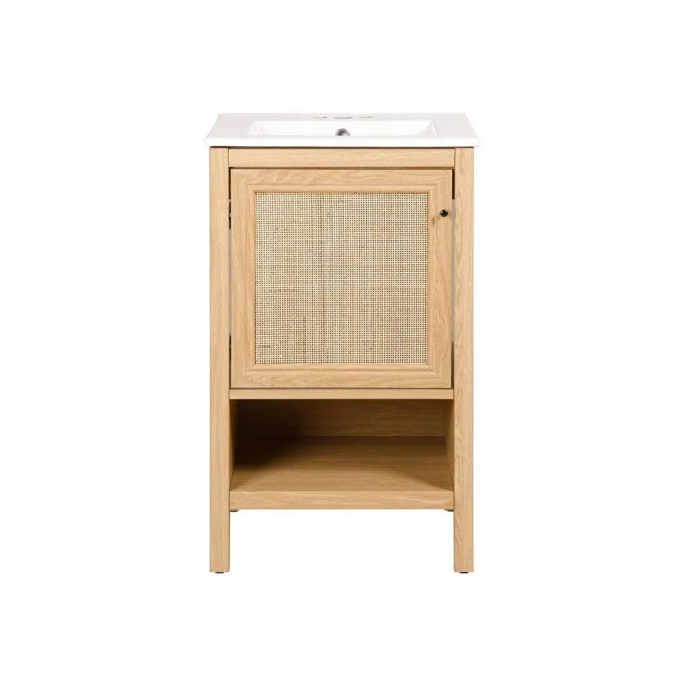 Jasper Rattan Modern Coastal 2-Shelf Bath Vanity Cabinet Only (Sink Basin Not Included)