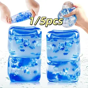 1/5 Counts Blue Snowflake Ice Cubes Square Malt Candy Stress Ball, Slow Bounce Malt Candy Ice Cube, Portable Office Stress Relief Toy, Squishy Series