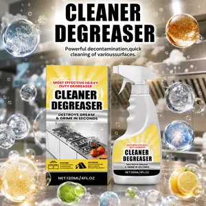 Heavy Duty CLEANER DEGREASER Spray 120ml, Powerful Kitchen Grease Cleaner for Stove Tops, Ovens, Range Hoods & Countertops, Fast Removal of Tough Oil Stains and Burnt Grease
