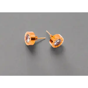 Rosy Luminary Round Earrings – Elegant Rose Gold Jewelry for Women