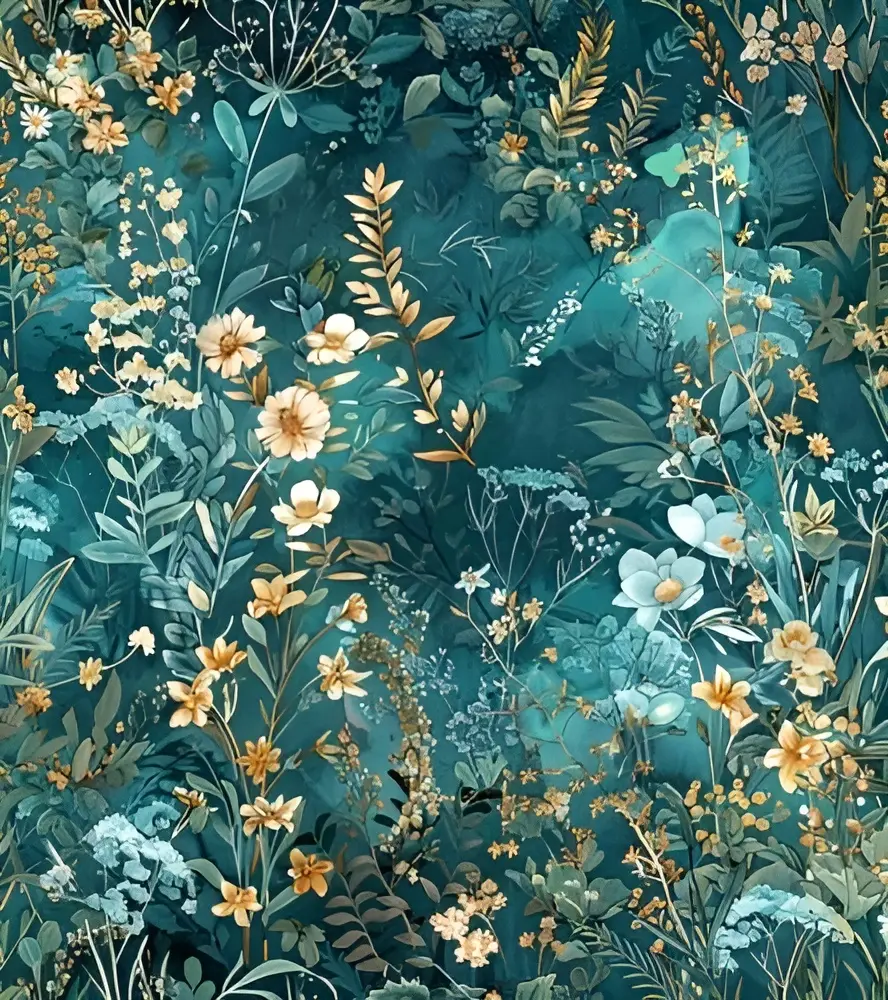 Removable Green Floral Wallpaper, Peel & Stick Self-Adhesive Contact Paper Roll for Accent Wall & Home Decor, Flower Wallpaper for Home Inspo