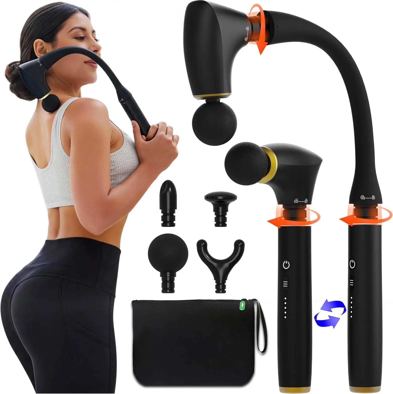 2-in-1 Detachable Massage Gun Deep Tissue with Extension Handle | Body Back & Neck Shoulder Leg Massager For Pain Relief, Muscle Massager, Gifts For Women Men, New Upgraded Massage Gun of 2026 for Deep Tissue Muscle Relief, Athletes and Wellness Gifts