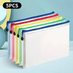 5 Pcs Mesh Zipper Pouch Bags A3 - Plastic Zipper Pouches for Organizing 17.7x12.6 inch - Game Storage Bags - Puzzle Organizer Bags - Large Zipper Pouch Bag - Mesh Pouch with Zipper - Puzzle Bags