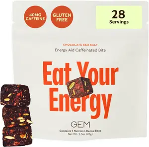 Metabolism Energy Bite - Supports Crash-Free Holistic Sustained Energy - 40mg Caffeine, Kelp, L-Theanine, Ginseng Root - Chocolate Sea Salt 28CT Healthy