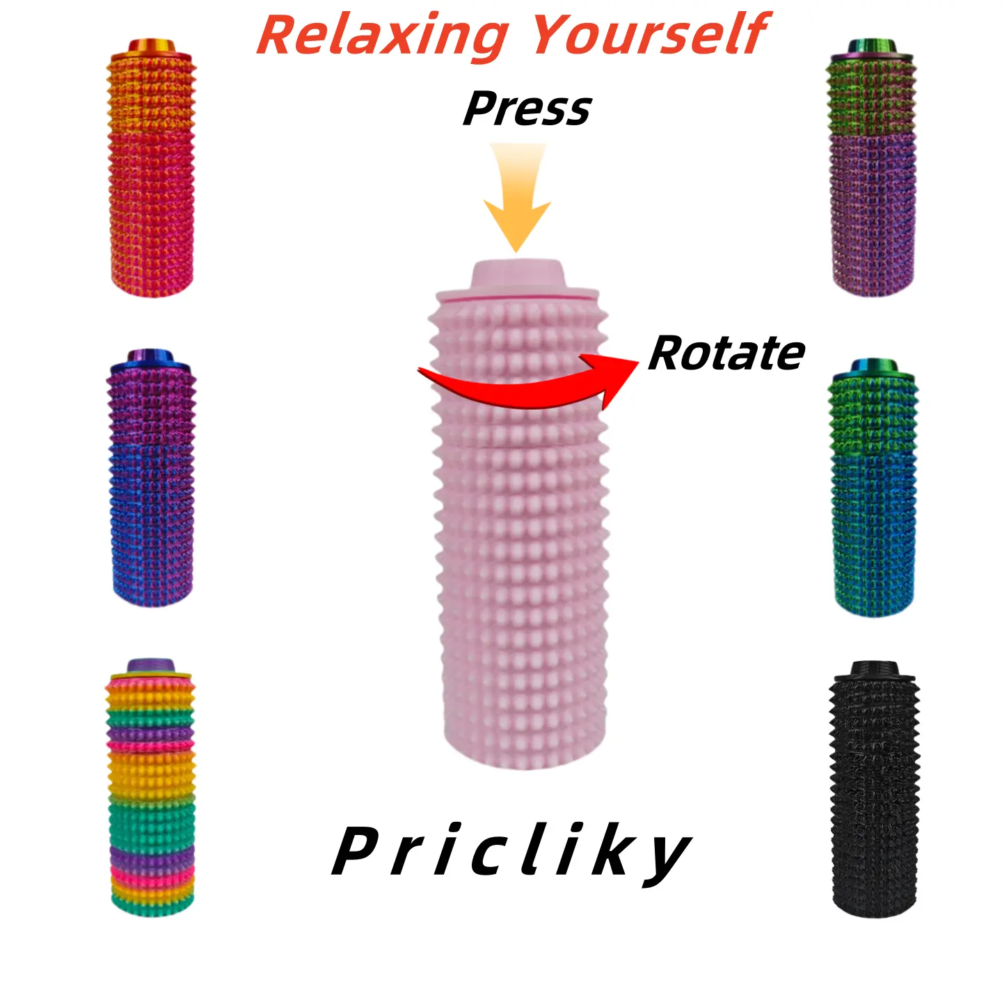 [2PCS]Pricliky Prickly Spinny Click-Mechanical Button - Clicky Spinner for Anxiety & Pain Stimulation - Fantasy-Inspired Fidget Tool with Sharp Spikes & Rotating Section - Portable & Customizable - Perfect for Focus & Stress Relief