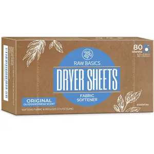 Dryer Sheets, 80 Bulk Loads - Laundry Fabric Softener Strips to Guard Against Static - Non Toxic for Sensitive Skin - Zero Waste and Plastic Free - Lightly Scented with Wrinkle Release Technology