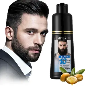 Men’s 3-in-1 Black Beard & Hair Dye Shampoo – 10 Min Instant Gray Coverage for Mustache & Beard – Natural-Looking Long-Lasting Color – Easy At-Home Use – With Herbal Extracts – 200ml