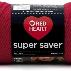 Red Heart E300.0319 Super Saver Yarn Cherry Red Acrylic 7.2 oz Plain Style for Knitting and Crocheting Projects