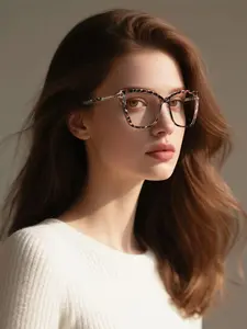Ultra-Light Tr90 Cat Eye Glasses Frame, French Luxury Style, Women Anti-Blue Light Computer Eyewear, All Seasons Fashion Accessory, Lightweight Durable Glasses