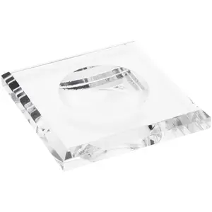 Plymor Clear Acrylic Square Display Base with Indented Circle to Hold Egg, Marble, Ball or Sphere