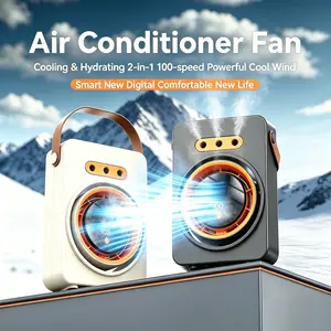 Convenient Portable USB Charging Spray Fan, Type-C Charging Desktop Humidification Fan, AirCirculation Fan With Handle, 5-gear 100-level Wind Speed Control, Two-in-one Blowing And Humidifying, Suitable For Home, Office, Camping And Other Scenarios.