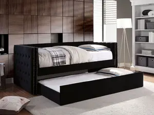 Susanna Transitional Daybed with Trundle, Available in Black, Blue, or Gray By Furniture of America