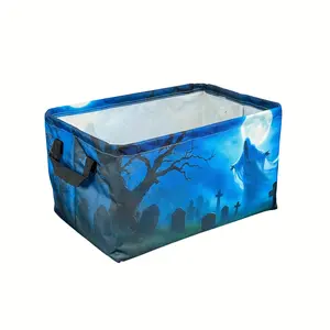 Storage Basket Halloween Witch Moon Castle Storage Cube Box Durable Canvas Collapsible Toy Basket Organizer Bin With Handles, Gift Basket Teacher Basket Book Basket, Halloween Basket, Fall Basket, Halloween Baskets, Spooky Basket, Laundry Baskets
