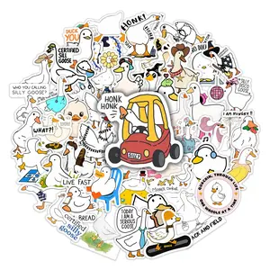 50pcs Silly Goose Meme Stickers Pack, Waterproof Whimsical Duck Cute Goose Quote Decals for Laptop, Water Bottle, Journal & Scrapbook, Goose & Duck Lover Gift