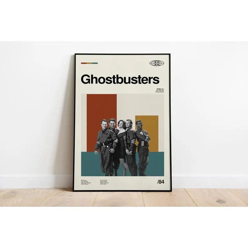 Ghostbusters Movie Poster: Retro Mid-Century Modern Art Print