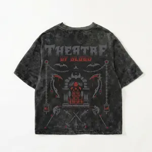 OSRS Theatre of Blood Acid Wash Oversized T-Shirt, Old School RuneScape Raids Graphic Tee, Vintage Washed Streetwear Shirt, Gamer Gift for Him Her, Unisex Loose Fit Cotton Tee, Retro Gaming Apparel, TikTok Trend Outfit