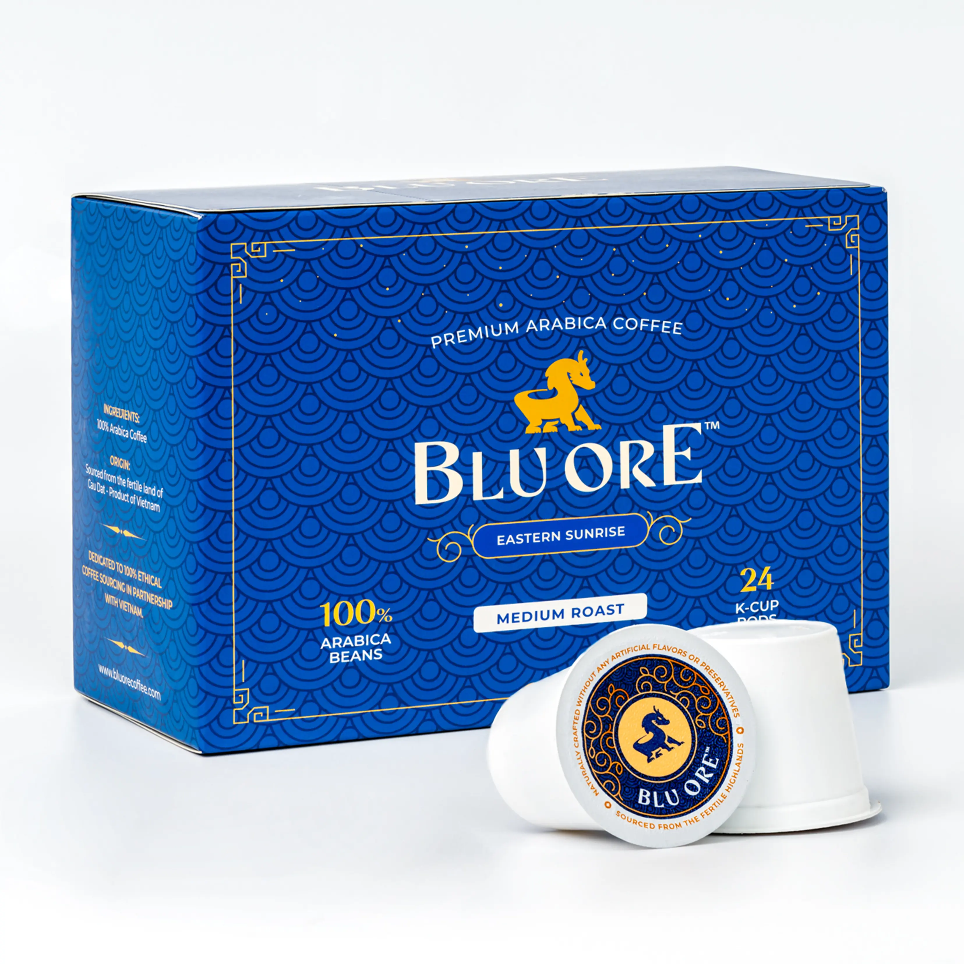Blu Ore Premium Vietnamese Coffee Pods - Medium Roast - Recyclable Single Serve K-Cup Compatible (24 Count) - Arabica Coffee, No Preservatives or Artificial Flavor
