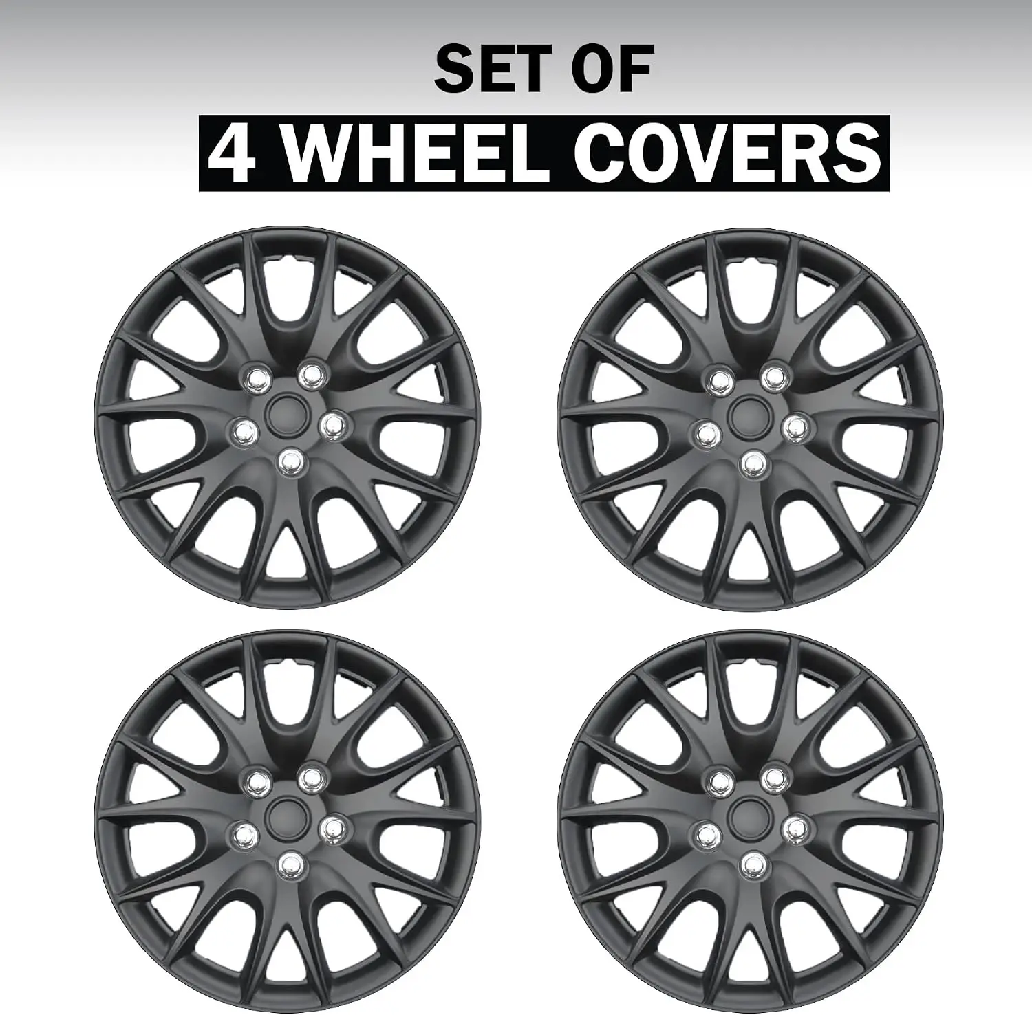 16 Inch Gloss Black Wheel Covers, 4PCS Hub Caps, Universal Fit for Most Cars, Car Wheel Rim Covers
