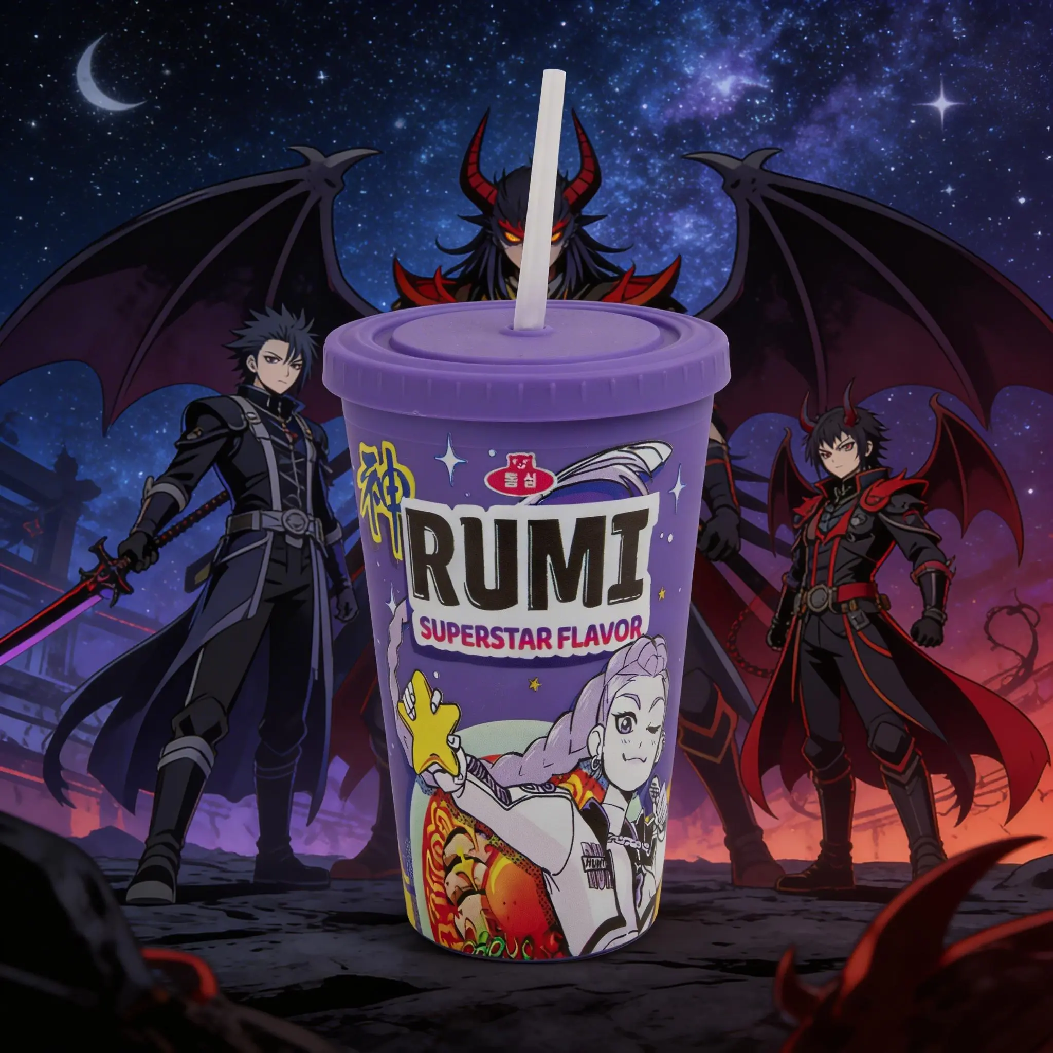 Kpop Demon Hunters Officially Licensed Straw Lid Cup Spill Proof Tumbler Lightweight Unbreakable Cup Collectible Design Travel Cup Cute Party Drinkware Dishwasher Supplies Kitchen Essentials Rumi 1Pc Netflix