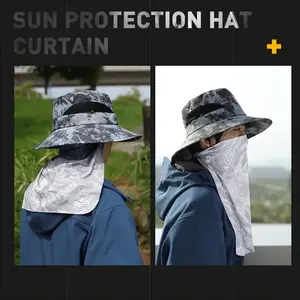 Men's Breathable Elastic Cap and Neck Gaiter - Lightweight Moisture-Wicking Fabric, Suitable for Fishing, Cycling, Hiking - Spring and Summer Sun Protection Face Mask fishing hat solar  powered  gear