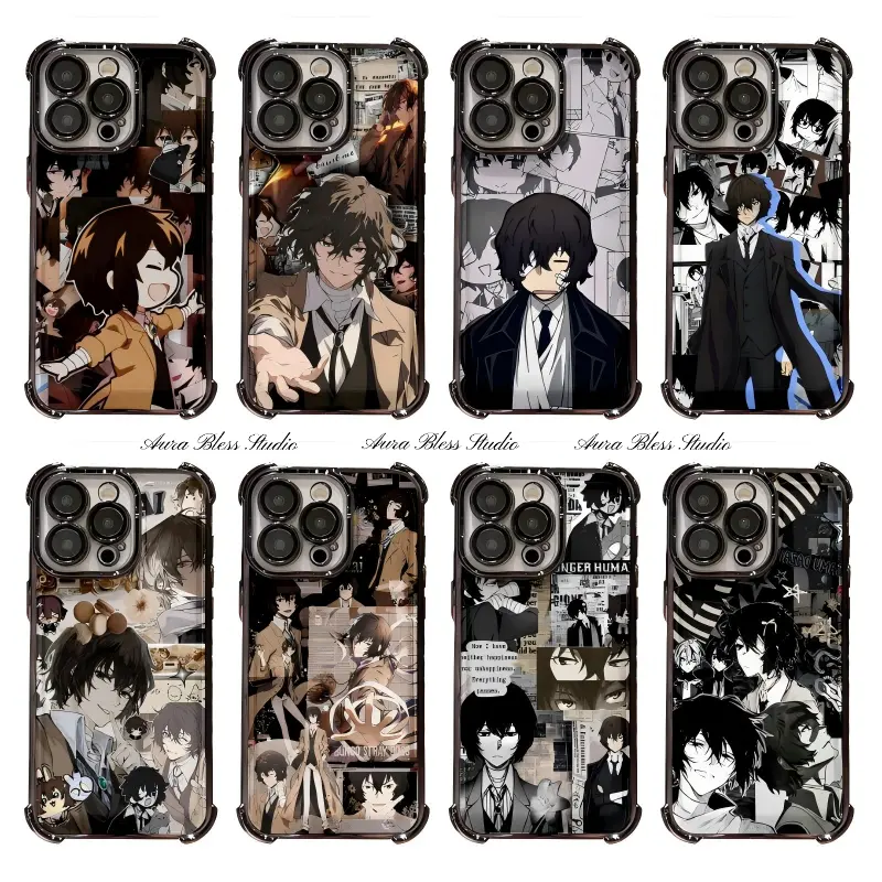 Anime Bungo Stray Dogs Osamu Dazai Phone Cases For iPhone 17 Promax Air 16 15 14 Pro Max Plus 13 12 11 Black Transparent Electroplate TPU Shockproof Protective Cover Gifts For Birthday Valentine Christmas Thanksgiving Halloween