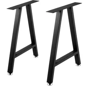 【fathersdaygift】VEVOR Metal Table Legs 28 x 17.7 inch A-Shaped Desk Legs Set of 2 Heavy Duty Bench Legs with Polyurethane Coating, Furniture Legs with Floor Protectors, Wrought Iron Coffee Table Legs for Home DIY Bla