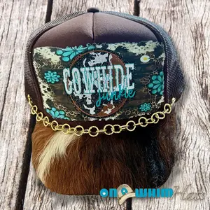 Cowhide Junkie Handmade Trucker Hat with Genuine Cowhide Brim