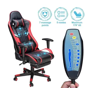 Massage Gaming Chair 7-Point Adjustable Seat Height Ergonomic Office Chair