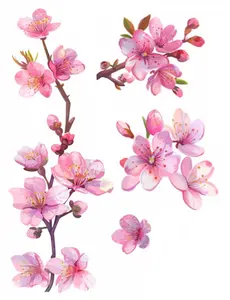 3 PCS Pink Cherry Blossom Car Decal Sticker, Sakura Blossom Flower as Pink Flower