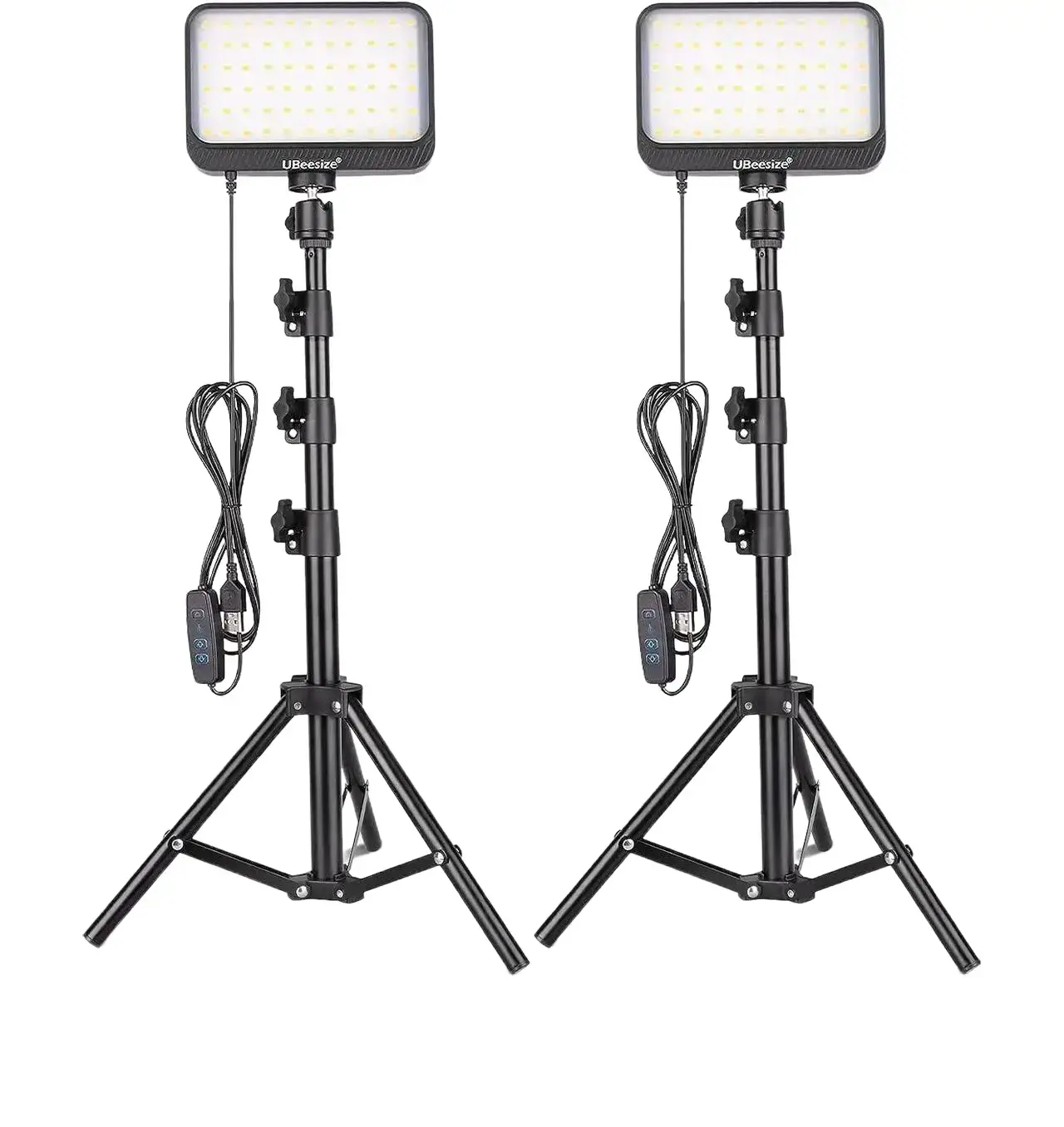 Ubeecom LED Video Light Kit with Adjustable 43.3in Tripod Stand Ring Light for Photography and Filming