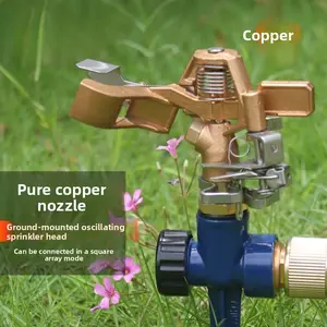 All-metal thickened rocker nozzle, 360-degree automatic rotation with adjustable angle, a sprinkler tool for orchards, lawns, farmland, and greening irrigation