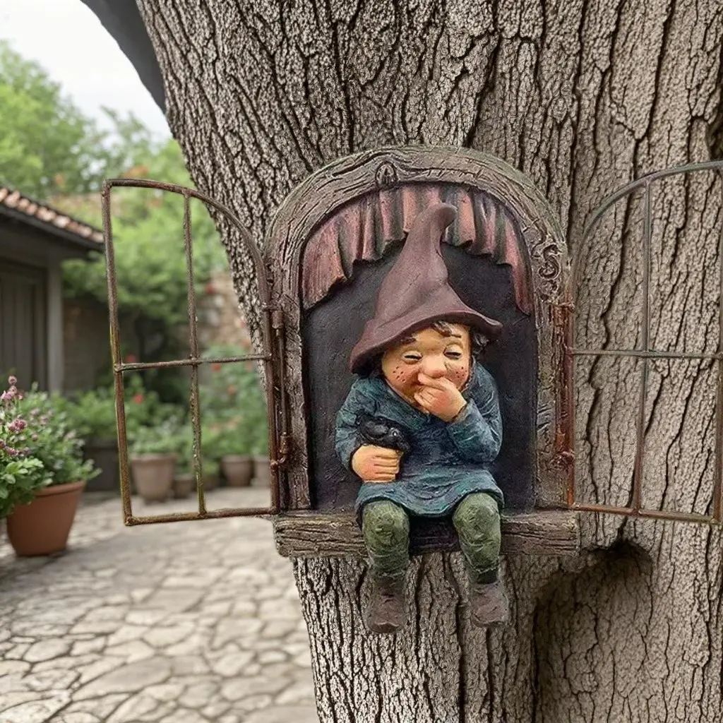 Christmas Gift Ornaments Garden Resin Crafts Dwarf Statue, Garden Accessories, Decorative Holiday Decoration, Perfect Xmas Present for Home & Outdoor Use