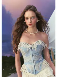 Mermaid Princess Corset - LaceMade Official Authentic, Sleeveless Twill Textured Fabric, Vintage Bust Design, Comfortable Fit
