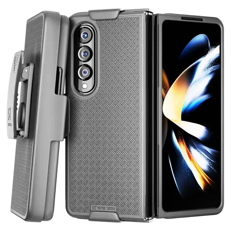 Rome Tech Belt Clip Holster Case for Samsung Galaxy Z Fold 4 – Rugged Dual-Layer 360° Drop Protection, Non-Slip TPU + PC Armor, Foldable Kickstand, Raised Bezel Screen & Camera Protection, 180° Rotating Belt Clip